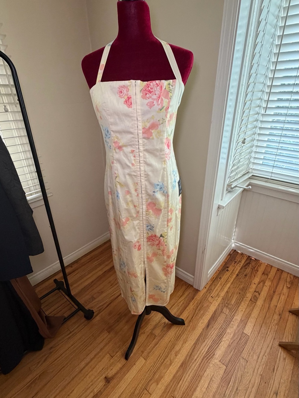 Lulu's Cream Floral Halter Midi Dress